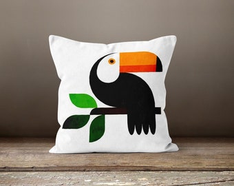オオハシ鳥の枕カバー|動物の枕カバー|ガーデンパーティーのクッション