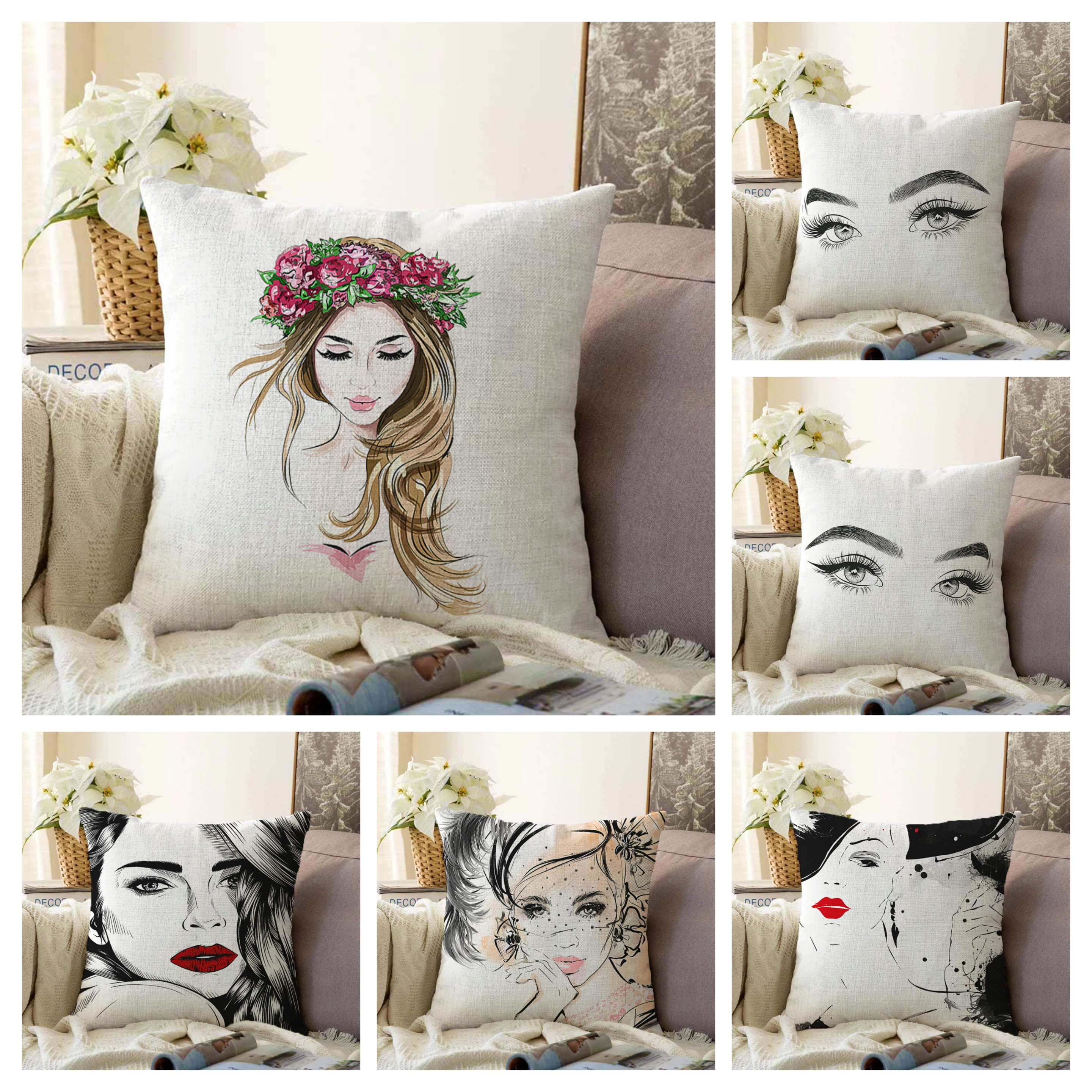 Modern Solid Cotton Linen Sofa Cushion Embrace Pillow 45x45cm/17.7