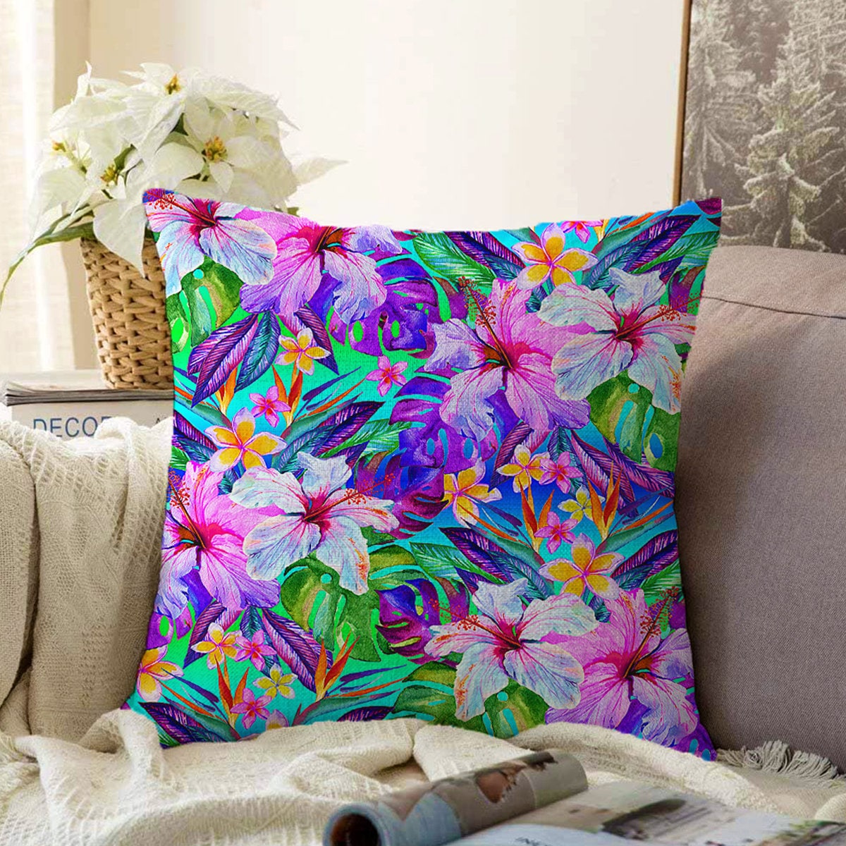 レインボークッションカバー、カラフルな枕カバー、エキゾチックな