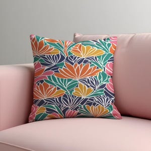 Vibrant Tropical Cushion Cover, Colorful Leaf & Petal Print Pillowcase, Boho Bright Decorative Throw Pillow Cover for Summer Decor