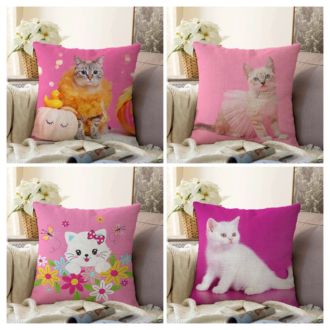 Funda de cojín con diseño de gato, divertida funda de almohada