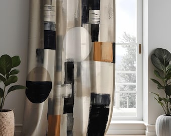 Tende a righe geometriche, drappeggi minimalisti grigi e bianchi per finestre - Italia