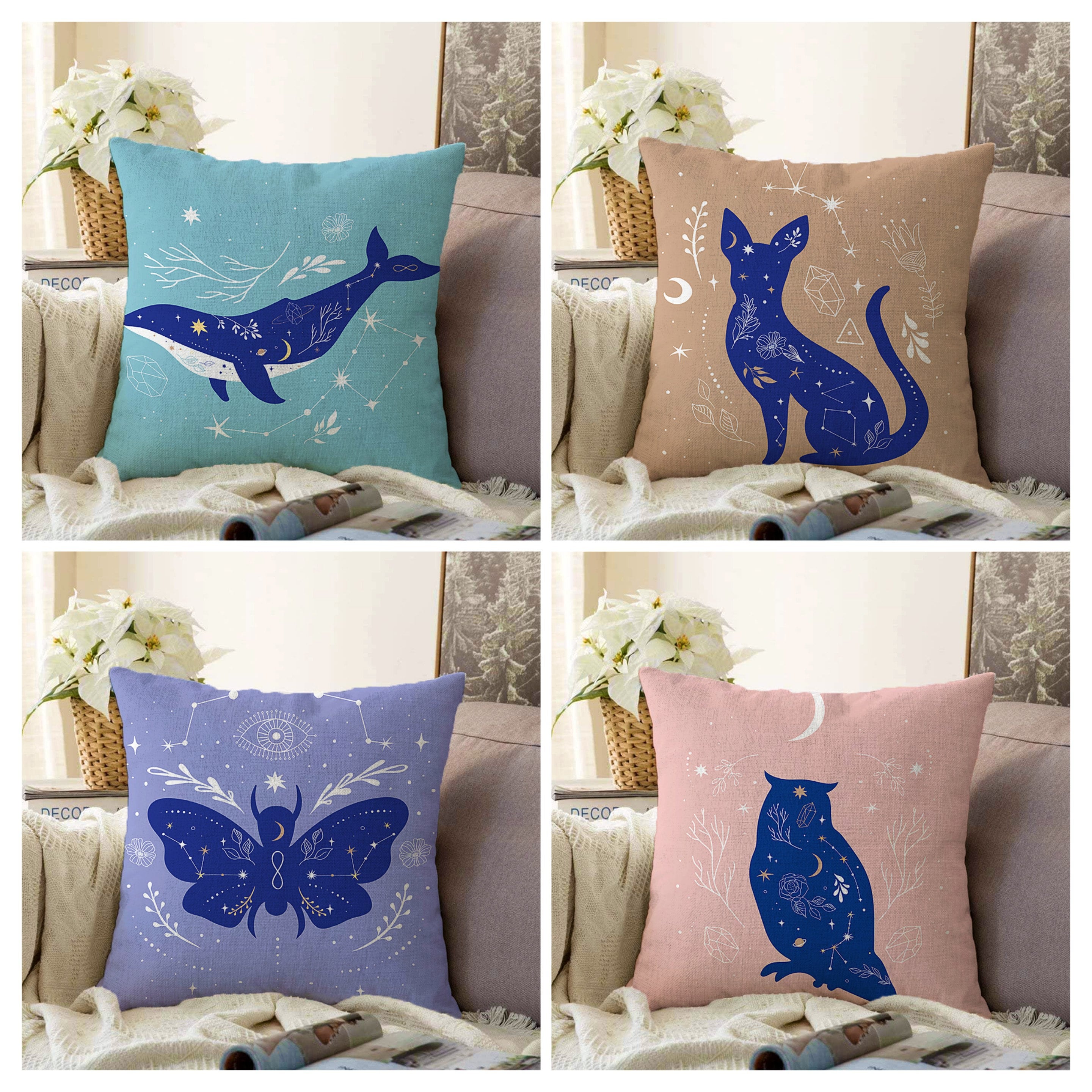 ヤノフ村の絵織物 クッションカバー 森の動物たち ヤノフ村の絵織物