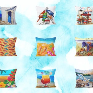 Sea beach cushion cover/Nautical aqua garden decor cushion case/Cocktail Summer house accessory pillow case/Ocean house decor