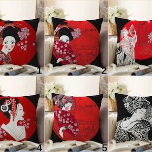 Japanese Abaodam Kimono Pillow Cover, Asian Woman Traditional Floral Cushion Case