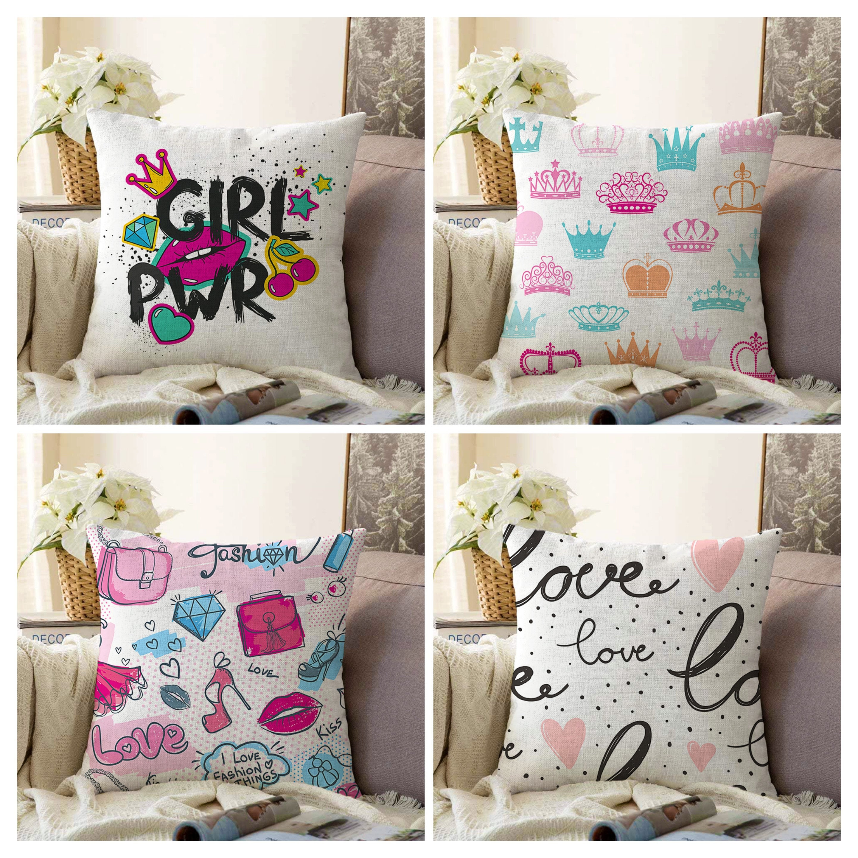 Girl Power Cushion Cover|lips Pillow Case|pink Girl Bedroom
