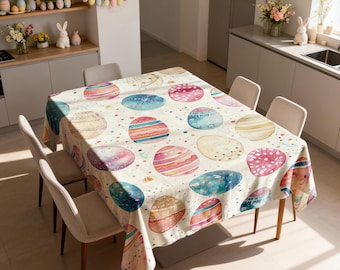 Pastellkreis Tischdecke, moderne abstrakte Esstischabdeckung, weiche Farbe geometrische rechteckige Tischwäsche