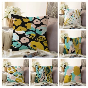Colorful Geometric Cushion Cover, Abstract Drawings Pillow Cushion Cover, Decorative Throw Pillow, Decorative Farmhouse Pillow Cover