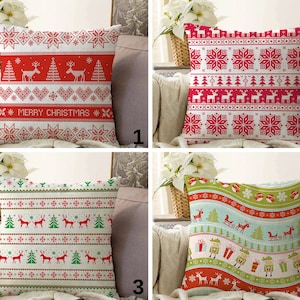 Merry Christmas Deer Cushion Cover, Winter Snowflake Decorative Pillow Case, Festive Holiday Home Decor, Xmas Pillow case