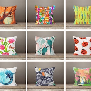 Bird dog giraffe butterfly cat print modern cushion cover/Cute animal pillow case/Decorative pillowcase/Animal pillow case