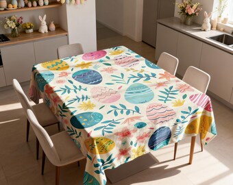 Osterei Tischdecke, bunte Frühlingstischdecke, Blumenostereier-Speisedekor, moderne rechteckige Tischwäsche
