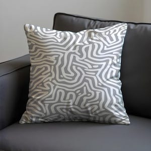 Modern Abstract Cushion Cover, Grey and White Geometric Line Pillow Cover, Minimalist Pillow Case, Living Room & Contemporary Decor