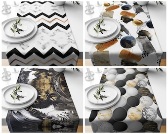 Abstrakter Tischläufer|Zick-Zack Tischdekor|Moderne Tischdecke|Geometrische Tischplatte|Geschenk für Sie|Handgefertigtes Material