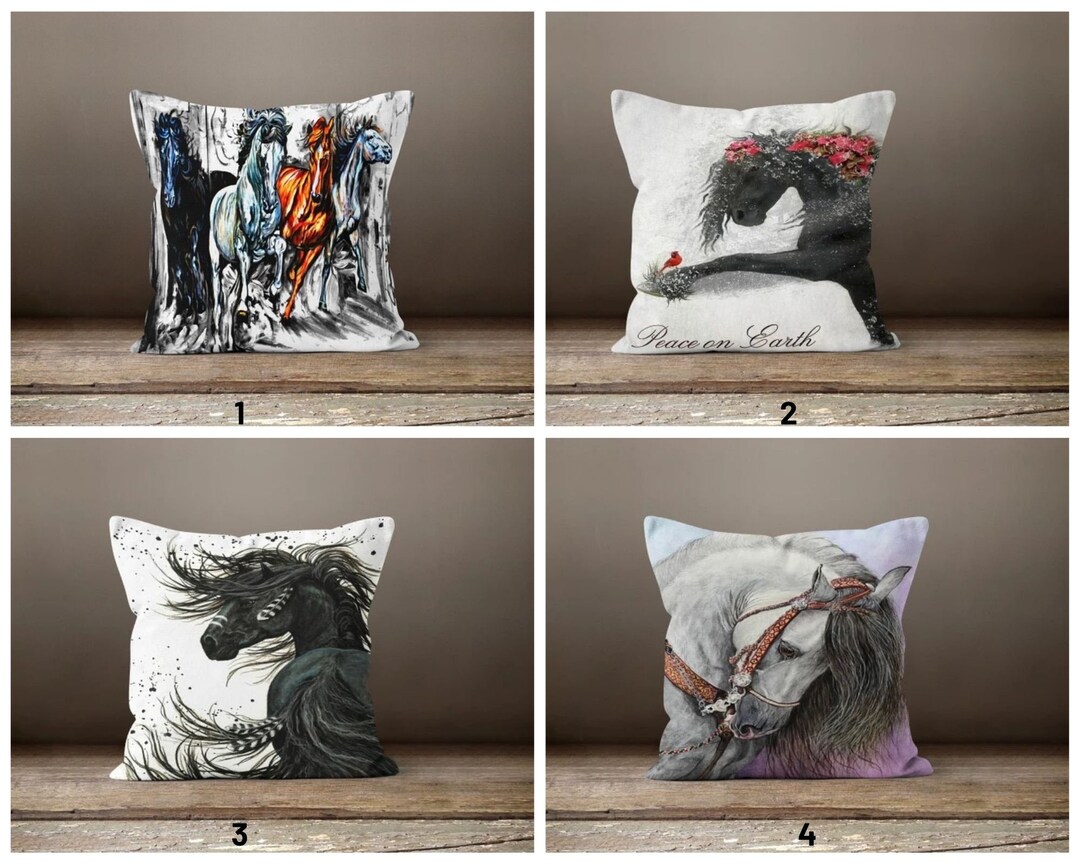 Horse Cushion Cover/black Horse Cushion Case/horse Cushion Cover