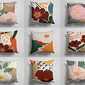 Abstract Pillow cover|Flower pillow case|Garden party cushion cover|Housewarming Cushion Case|Gift for her|Handmade material