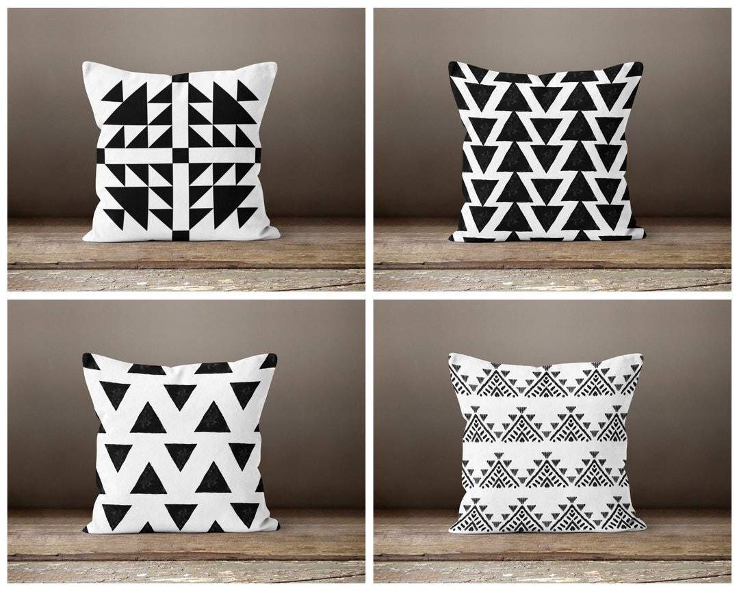 Black and white geometric cushions discount