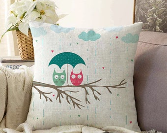Owl Cushion Cover|cute Owl Pillow Case|colourful Animal Design