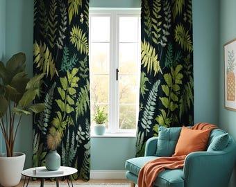 Farn Print Vorhang, Grünes Blättertuch, Tropische Pflanze Fensterbehandlung, Botanische Blumen Wohnkultur, Wohnzimmer & Schlafzimmer Vorhang Panel