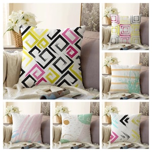 Geometric Cushion Cover|Multi Colour Pillow Cases|Diamond, Square effect Cushion Case|Colourful Living Room Decoration|Housewarming Gift