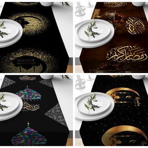 Islamic table runner|Ramadan mubarak table decor|Eid mubarak table cloth|Ramadan Kareem Gift for muslims|Handmade material