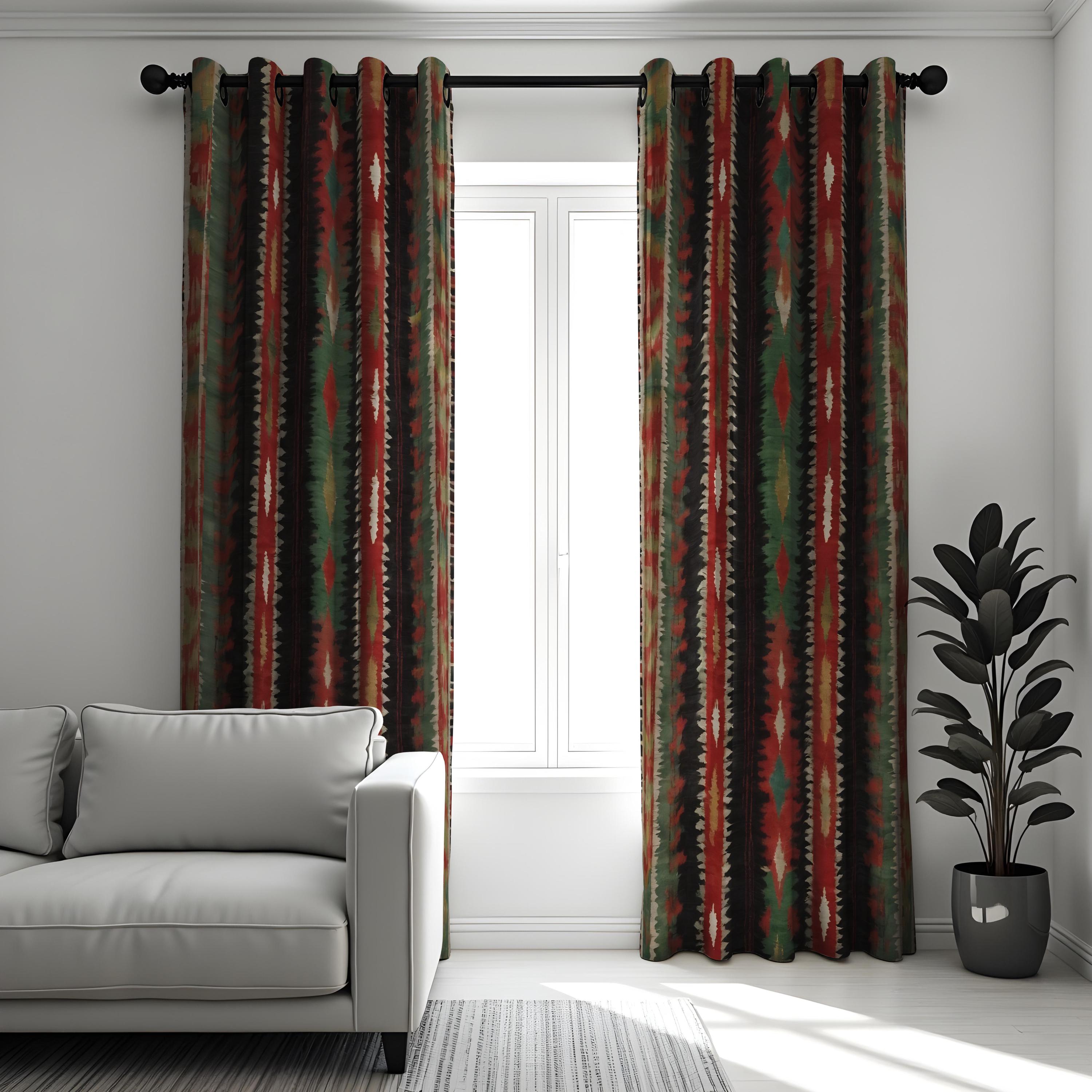 Rustic Drapery Southwestern Tribal Curtains, Rustic Lodge Style Drapes, Bold Aztec ...