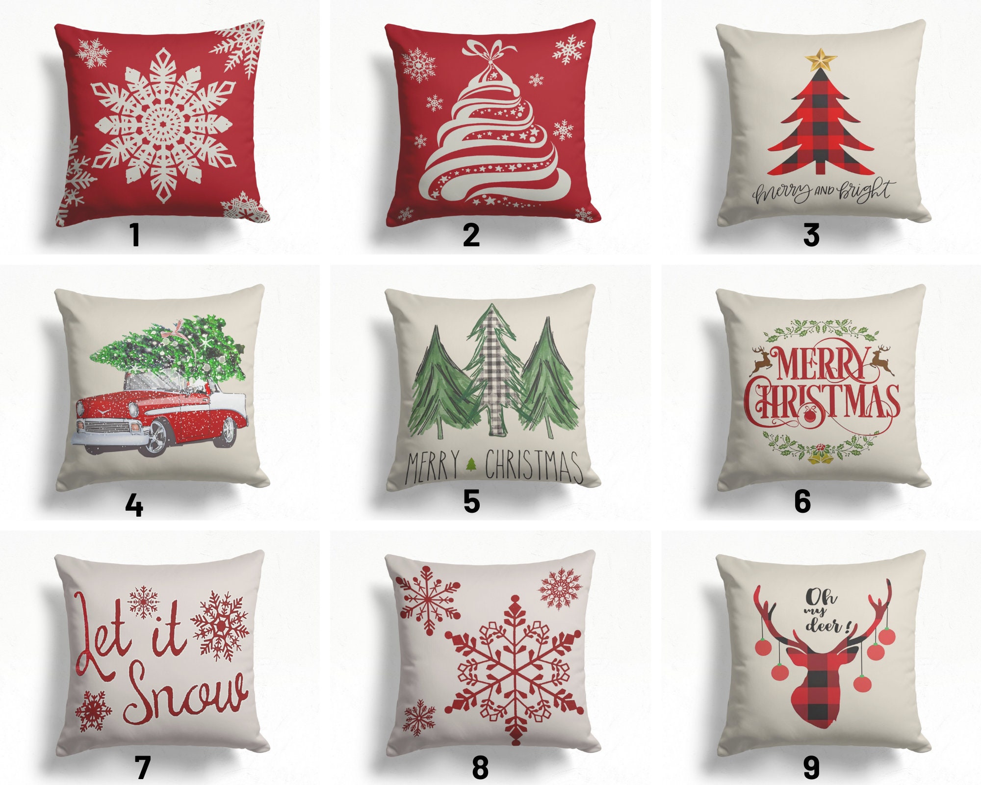 Lot De 4 Housses De Coussin BOHORIA 43x43cm - Noël - Simili Cuir - Impression Numérique