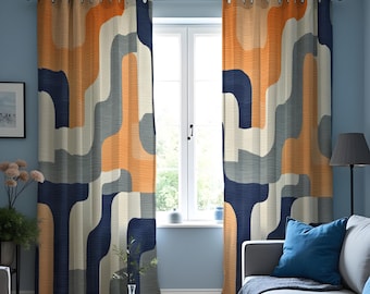 Cortinas Opacas Geoétricas A Cuadros Para Doritorio, 84 Pulgadas