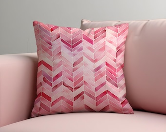 Funda de cojín con estampado de chevron rosa, funda de cojín con estampado de acuarela en zigzag, decoración moderna y elegante para sala de estar y dormitorio, fundas de cojín personalizadas