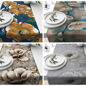 Floral Table Runner, Flower Kitchen Table Cloth, Decorative Dining Room Table Decor, New Home Gift, Digital Print Table Top, Gift For Her
