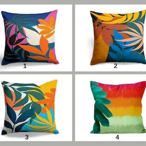 Colourful Flower Abstract Cushion Cover, Summer Floral Pillow Case, Rainbow pattern Living Room Decoration, Bedroom Throw Pillow Top