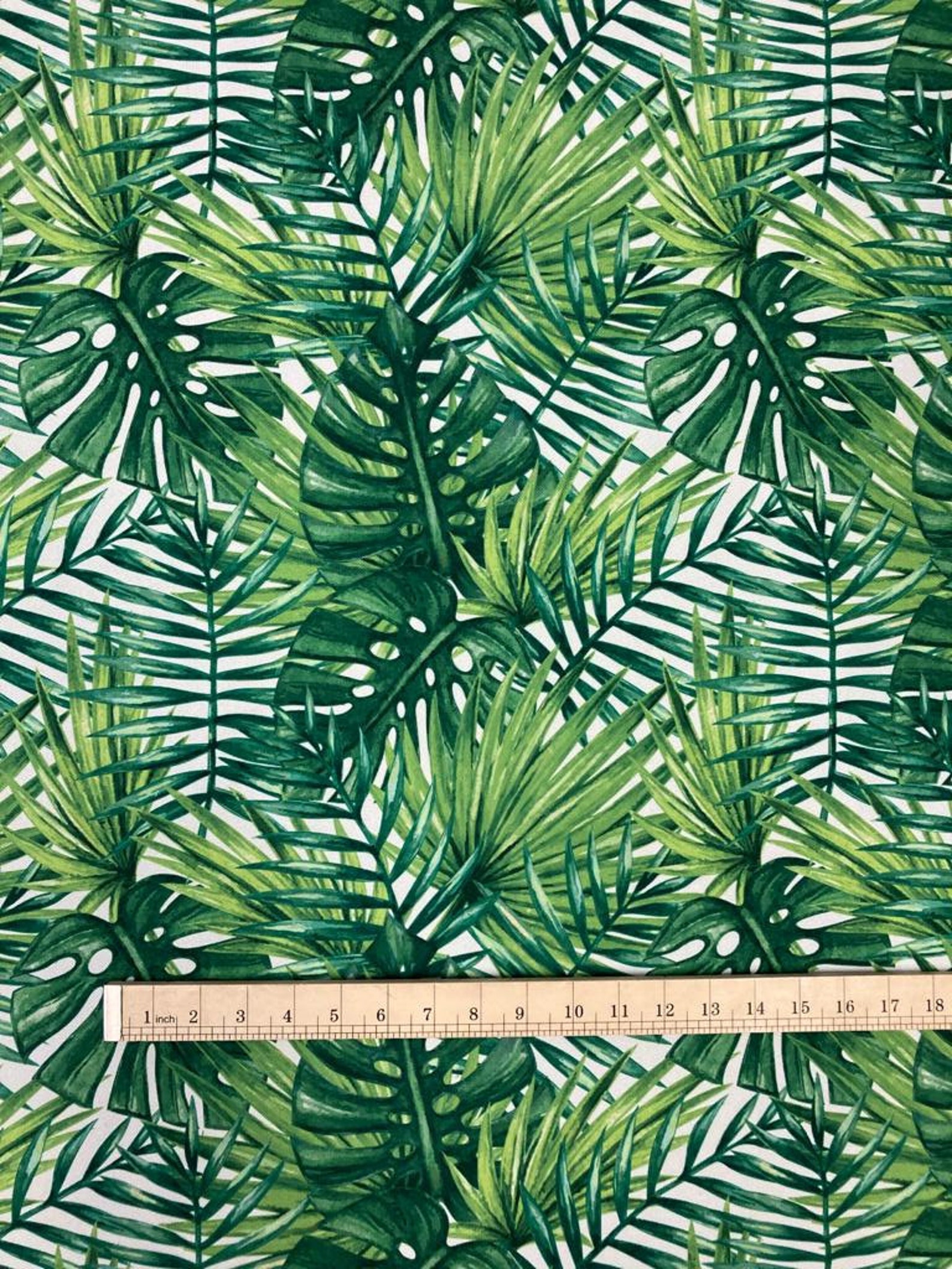 Green Palm Leaves Tropical Fabric for Curtain Upholstery Etsy