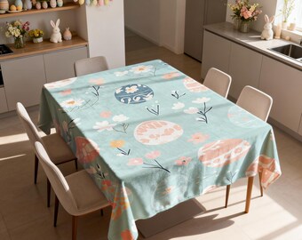 Frohe Ostern Tischdecke, Pastell Frühling Esstisch Abdeckung, Häschen Ei Rechteckige Tischwäsche
