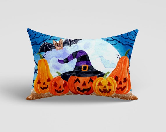 Housses De Coussin Halloween AACORS – Lot De 2 – 30,5x50,8 Cm – Motifs Fantôme Citrouille Noir