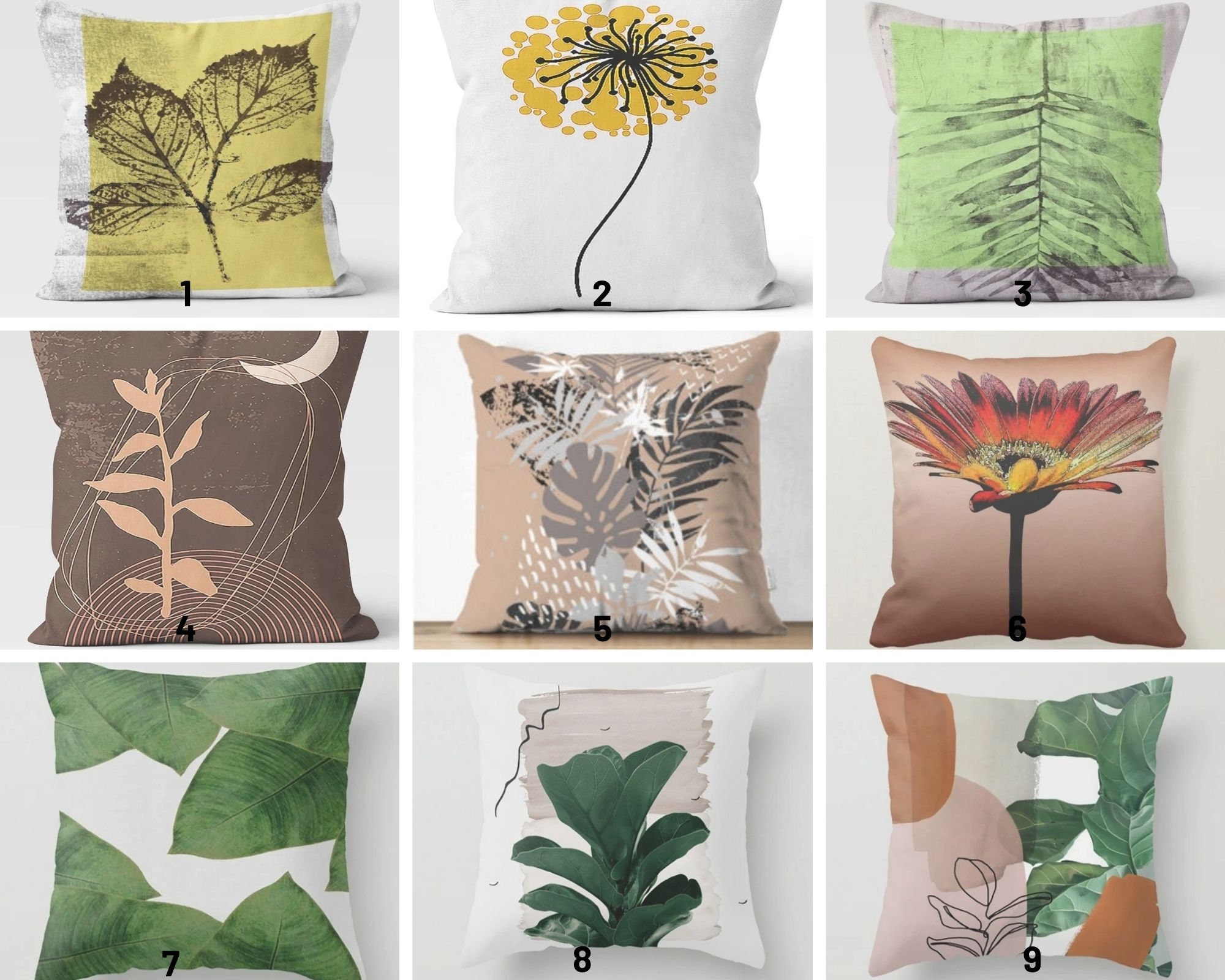 MPWEGNP Simple and Creative Linen Pillowcase American Flower Cushion Green Flower Leaf Cushion Sofa Living Room Cushion Cover Small Pillows for Couch