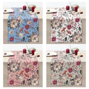 Tapestry Kitchen Table Runner, Floral Table Cloth, Farmhouse Dining Room Table Decoration, Flower Table Top, Housewarming Gift