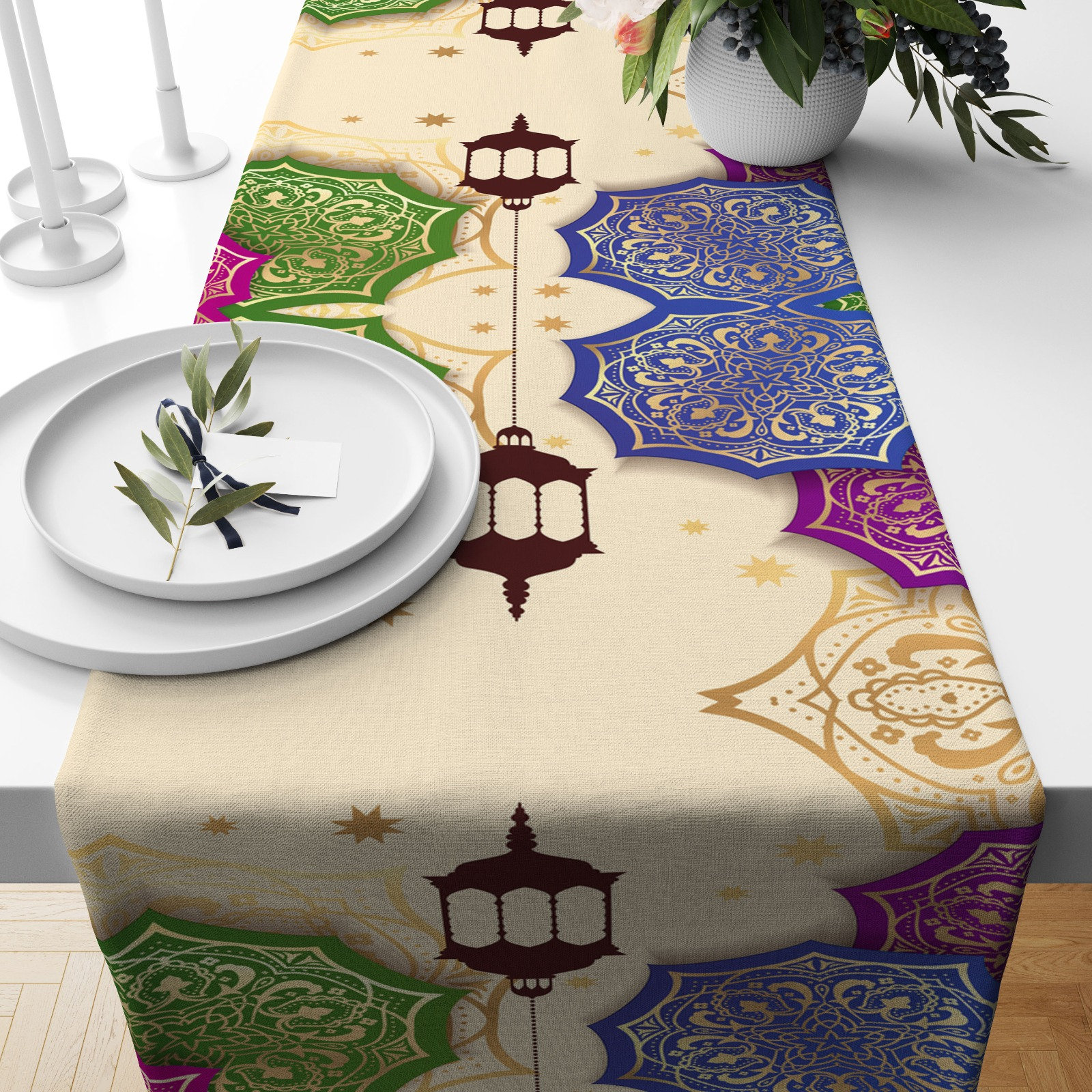 Eid Mubarak Table Runner, Ramadan Kareem Lantern Table Runner, Islamic ...