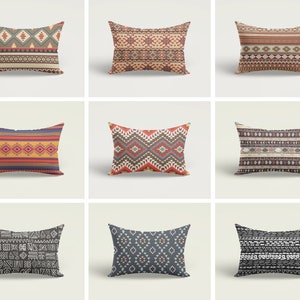 Brick rectangular kilim design pillow cover/Rectangle Turkish kilim cushion cover/Farmhouse style geometric pillow case/Housewarming gift