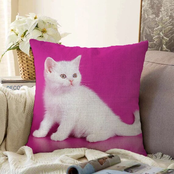 Cute Cat Cushion Coverfunny Kitten Pillow Caseanimal Print Home Textilescolourful Cat Decorative Kid Cushion Casehousewarming Gift Etsy