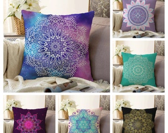 Colourful Mandala Cushion Cover, Motif Modern Pillow Case, Decorative Cushion Pillow Cover, Boho Geometric Pillow Cover, Authentic Gift