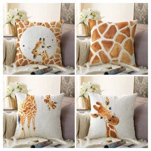 18 x 18 Throw Pillows (2) - Custom Giraffe Pattern - Animal Social Company