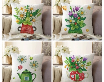 花柄枕カバー、花柄クッションケース、キッチン装飾、リビング