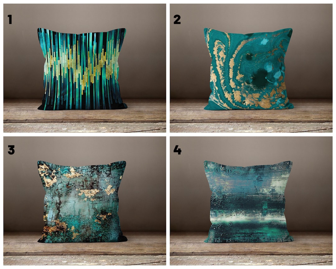 Turquoise Cushion Cover, Modern Vivid Pillow Case, Bohemian Bedroom