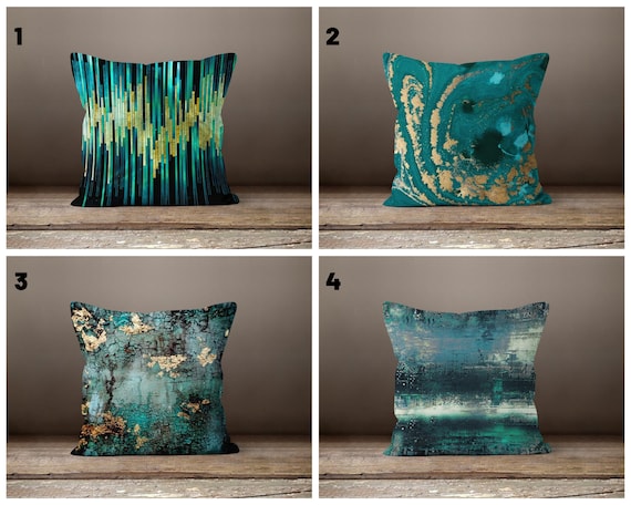 Turquoise Cushion Cover Modern Vivid Pillow Case Bohemian Bedroom Decor Blue Abstract Pillow Covers Living Room Decor Etsy Canada