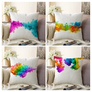 Rainbow Cushion Cover|Colourful Pillow Case|Vivid Abstract Cushion|Multicolour Cloud Home Textiles|Living Room Decoration|Housewarming gift