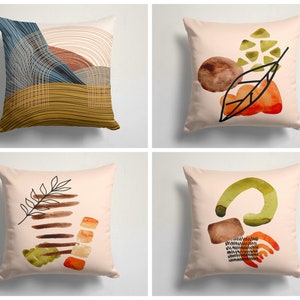 Abstract Pillow cover|Geometric natural pillow case|Garden party cushion cover|Housewarming Cushion Case|Gift for her|Handmade material