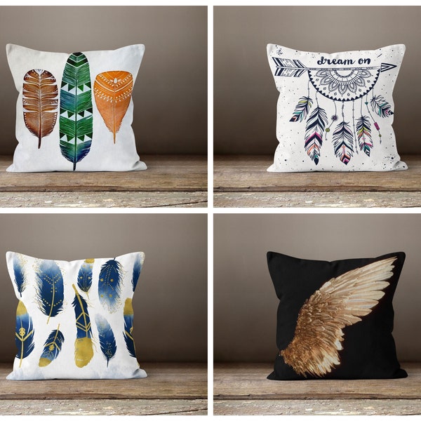 Feather pattern decorative pillow cover/Wing pattern pillow/Home gift accessory/Native American cushion cover/Decorative pillow cover models