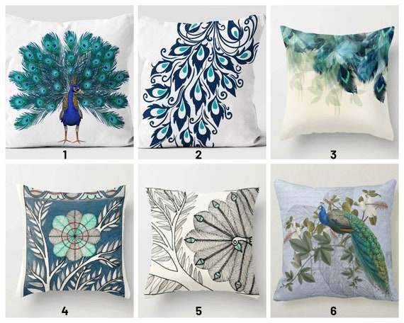 Peacock Cushion Cover animal Print Home Decor peacock Feather Decorative Pillow Case farmhouse Decor bedroom and Porch Textile Etsy