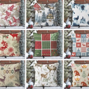 Snow Houses Pillow case/Christmas cushion cover, Glass Tree, Deer Cushion Cover/Winter Trend Decor Pillow Case/Christmas Tree Decor