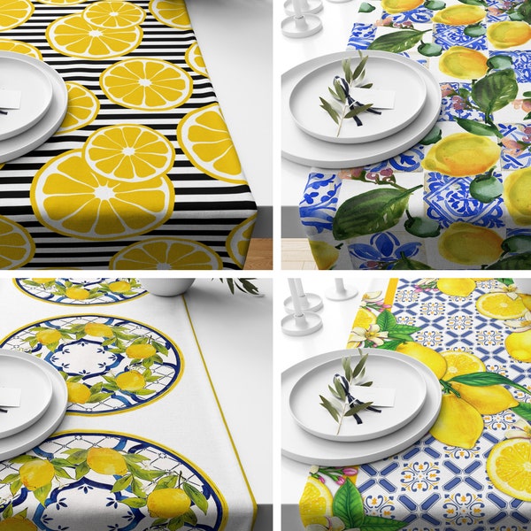 Lemon table cloth|Fruit table decor|Decorative table runner|Lime table top|Gift for her table runner|Handmade material