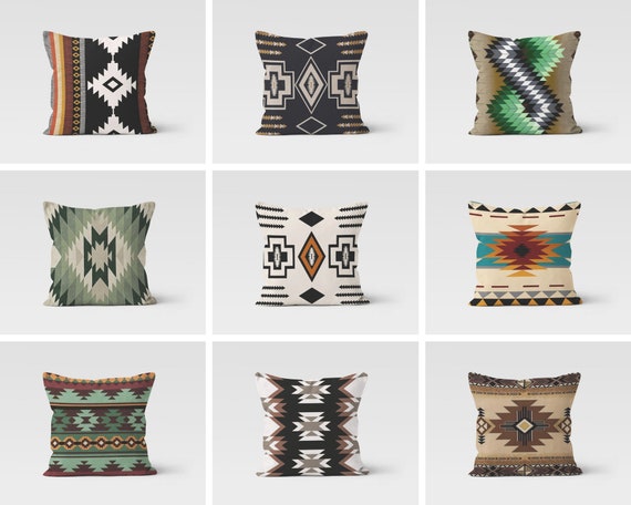 トルコ風キリムプリントクッションカバー|ラグデザイン枕|本物の